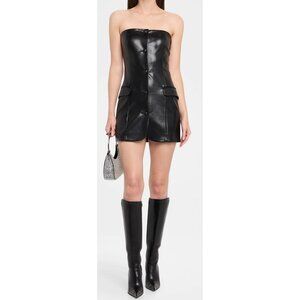 Alice and Olivia Madison Faux Leather Strapless Dress